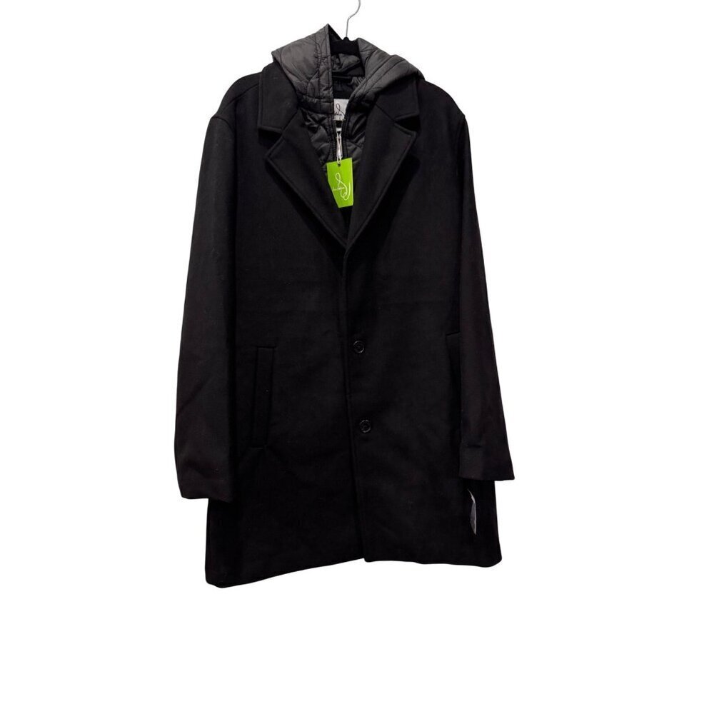 New Sam Edelman Men's Size XL Single Breasted Wool Blend Hooded Coat *Defect*